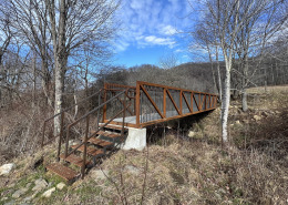 side view of new pedestrian bridge over creek in Hampton Creek Cove