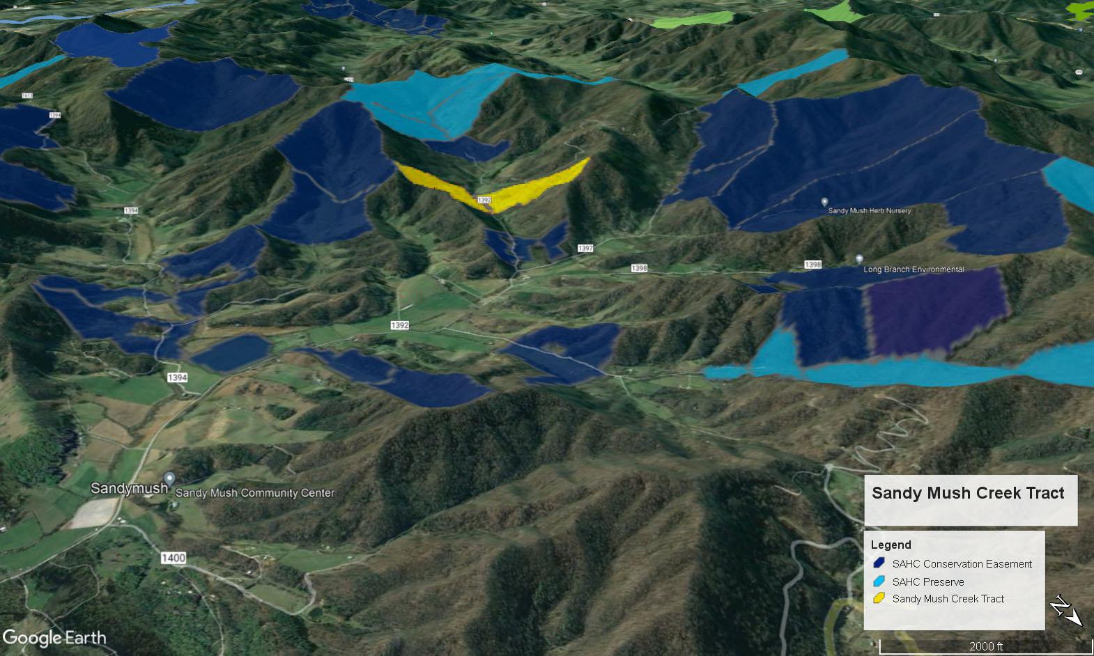 Sandy Mush Creek Google Earth View