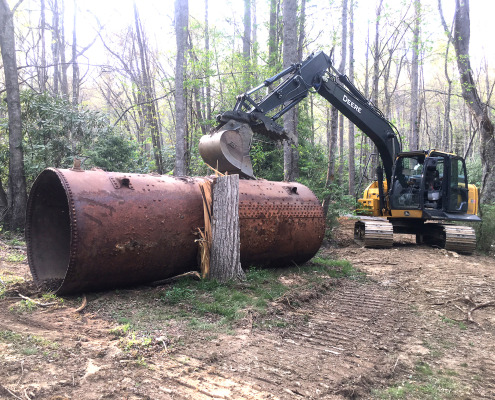 after iron boiler that used to be culvert