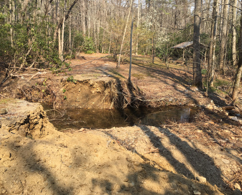 before Hemphill washed out stream area